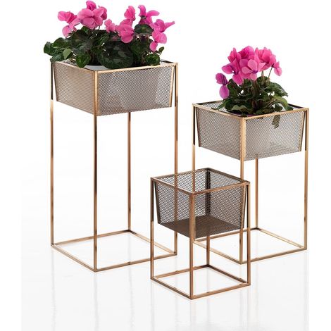 Set aus 3 Pflanzenhaltern aus Stahl, modernes minimalistisches Design Chance