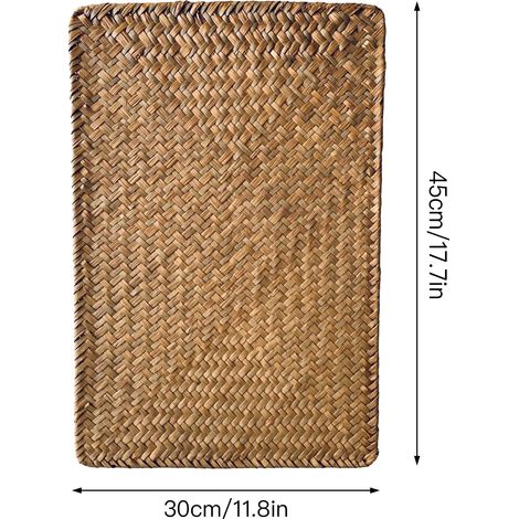 Lot de 4 sets de table rectangulaires antidérapants en jonc de mer tissé, pour repas à la maison, mariages, banquets, 35 x 24 cm (1/5)