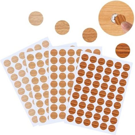 21 mm PVC-Schraubenabdeckungen in Holzoptik – 216 selbstklebende Teile für Möbel und Wände, unauffällig und einfach zu montieren