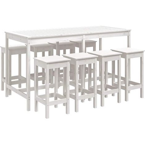 Maison Exclusive - 9-tlg. Gartenbar-Set Weiß Massivholz Kiefer