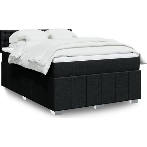 Boxspringbett mit Matratze Schwarz 140x190 cm Stoff