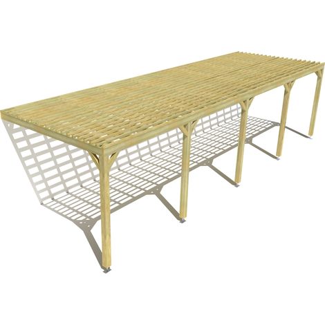 Pergola bois • 10m x 3m • adossée • sens profondeur • lattage bois • livraison comprise