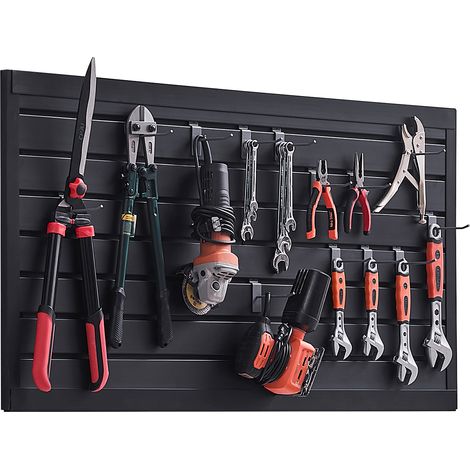 VEVOR Slat Wall Paneling, 2 x 4 ft, PVC Garage Slatwall with Modular Design, Black Slat Wall Easy-to-Install Adjustable Slatwall Panel with Coupling Structure & DIY Cutting, Fits for Storage & Display (1/5)