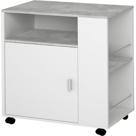 Meuble de cuisine coloris blanc / gris béton - Hauteur 84 x Longueur 60 x Profondeur 40 cm -PEGANE- (1/3)