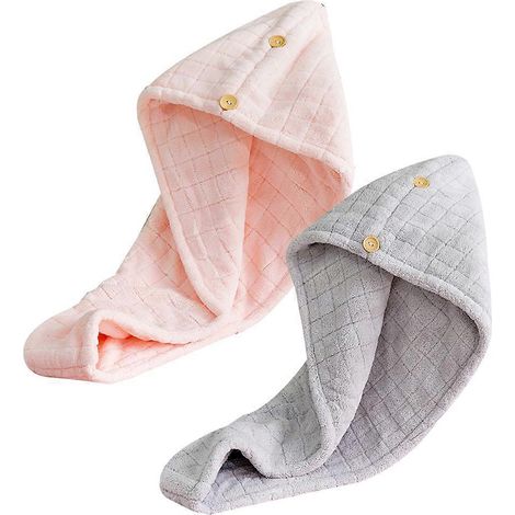 Serviette en velours corail pour hommes et femmes, serviette à séchage rapide pour cheveux bouclés, longs et épais (lot de 2). (1/4)