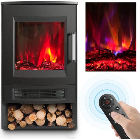 Jiubiaz Chimenea eléctrica panorámica negra 900/1800 W con control WiFi y mando a distancia (1/5)