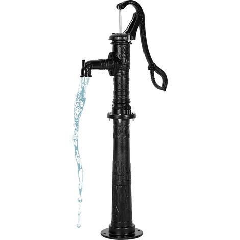 VEVOR Pompe a Eau Manuelle Puits, Hauteur de Refoulement Max 6 m, Pompe a Main a Bras en Fonte Vintage avec Base Rehaussee, Raccord NPT Standard, pour Pomper Eau Etangs, Jardins, Cours, Fermes, Noir