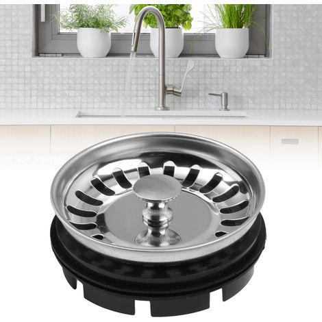 Parte abrasiva – Tapón de fregadero de acero inoxidable con colador ABS/304 – 80 – Desagüe de agua y filtro para residuos de alimentos (1/5)