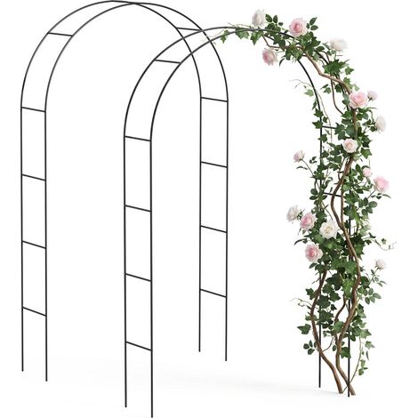 VOUNOT 2 Pack Metal Garden Arches for Climbing Plants, 140 x 37 x 240 cm, Black (1/5)