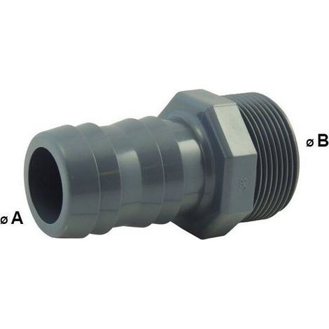 Douille cannelée mâle en PVC Ø A: 38mm Ø B: 1''1/2 - Douille cannelée mâle en PVC Ø A: 38mm Ø B: 1''1/2 (1/2)