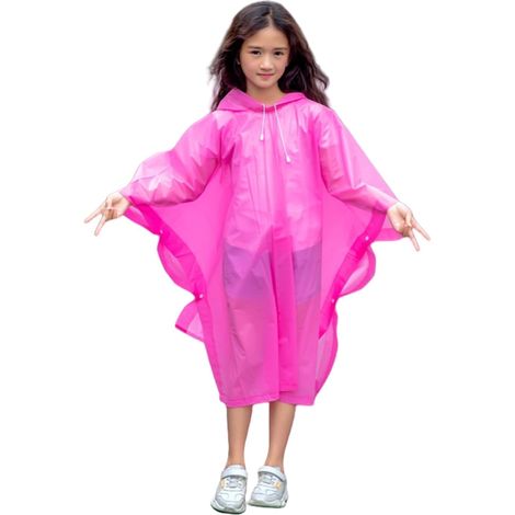 Children's Raincoats, Kids Rain Poncho, Reusable EVA Waterproof Raincoat, Hooded Raincoat for Boys and Girls, Rain Poncho for Cycling, Hiking, and Travel (1/5)