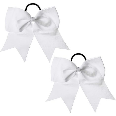 2 Stück weiße Haarschleifen für Mädchen, weiße Cheerleader-Schleifen für Cheerleader-Outfits, große Cheerleader-Schleifen, Haargummis, süße Schleifen, Cheerleader-Accessoires für Mädchen (1/4)