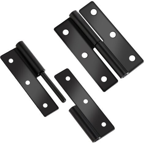 Lot de 2 charnières de porte arrondies noires mates, 6,2 cm, en acier inoxydable, amovibles, antirouille, pas de couinement, robustes (1/5)