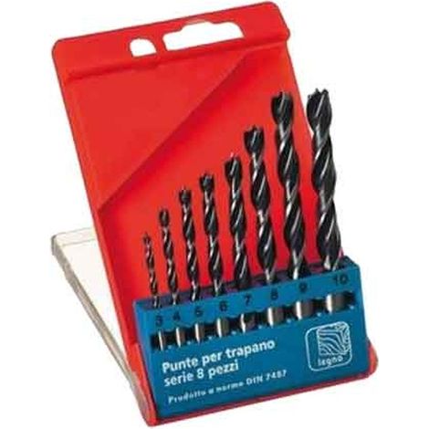 SERIE PUNTE PER LEGNO 8 pezzi - 3÷10 mm
