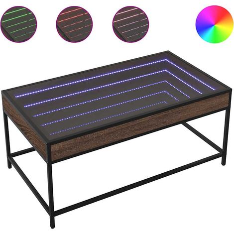 Tavolino da Salotto Tavolino da Soggiorno Tavolino da caffè con LED Infinity Rovere Marrone 90x50x41 cm (1/5)