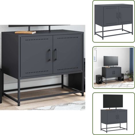 TV-Schrank Anthrazit 68,5x39x60,5 cm Stahl - Industrieller TV-Schrank - TV-Stand Stahl - Fernsehtisch Anthrazit - Regal Metall - Aufbewahrungsschrank (1/5)