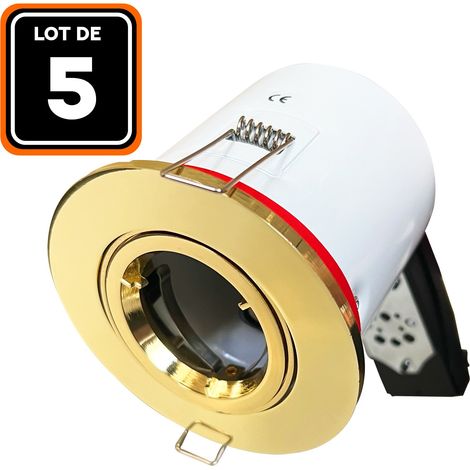 5 Support Spot BBC Orientable Dore IP20 avec Douille GU10