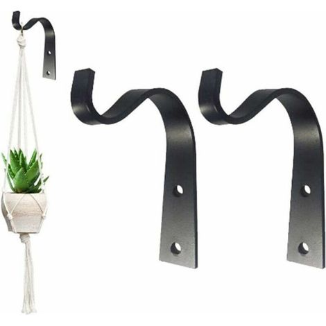 2-teiliger Wandhaken aus Metall, Hängepflanzenhalter (schwarz) (1/5)