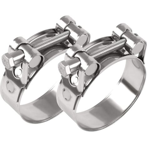 Collier de serrage en acier inoxydable Ø64-67mm, Collier d'échappement universel pour voitures et motos, Argent (1/5)