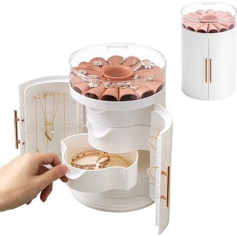 Boîte de rangement à quatre dessins étanche et anti-poussière pour bijoux (blanc)