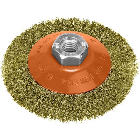 cepillo oblicuo con alambre de acero latonado rosca m14, ø 100 mm. alambre de ø 0,30 mm. (1/4)