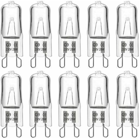 Ampoule Halogene G9 28W 230V, 370LM 2700K Blanc Chaud Dimmable, G9 Ampoules Capsule, pour Lustres, Lampes de Paysage, Appliques Murales, Éclairage d'armoire, Lot de 10 (1/5)