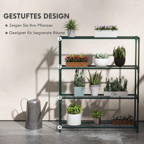 Support mural pour plantes, étagère à fleurs 4 étagères, 89x28x107 cm, couleur vert forêt (1/4)