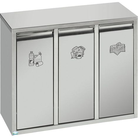 VAR, Poste de tri des déchets, en inox, capacité 3 x 7 l,
