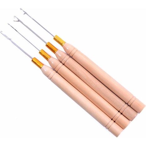Lot de 4 crochets pour extensions de cheveux micro nano rings - Outil d'extension de cheveux - Accessoire coiffure