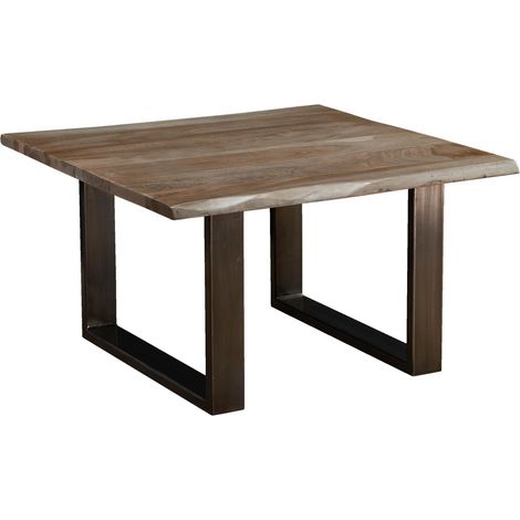 Couchtisch Sheesham 80x80x45 smoked oak lackiert Plattenstärke 2,5cm FREEFORM 0201