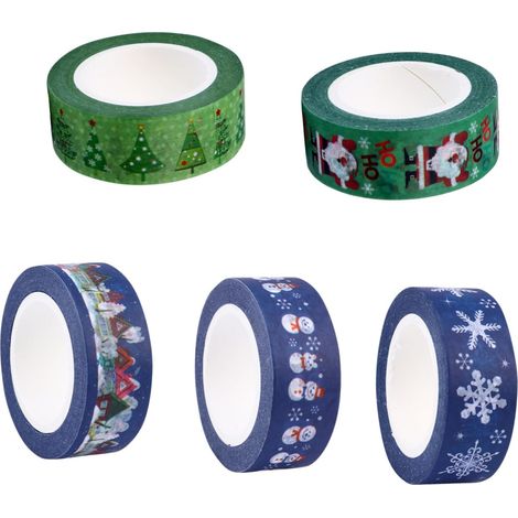 Ruban adhésif décoratif de Noël, ruban adhésif décoratif pour fête de Noël, autocollants pour enveloppes de Noël, ruban adhésif d'emballage, ruban adhésif décoratif de Noël, papier (1/5)