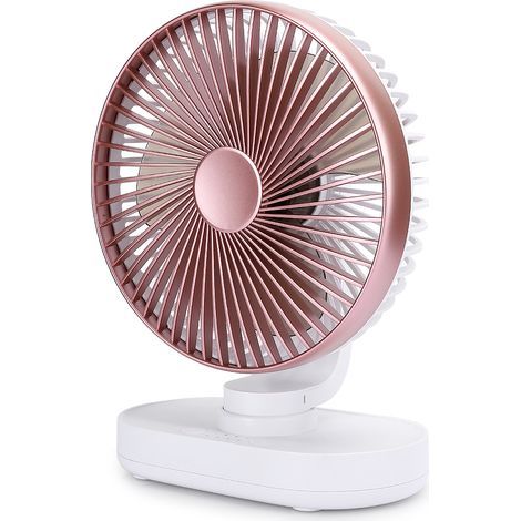 Ventilateur de bureau USB rechargeable miniature 4 vitesses silencieux - Rose doré pour bureau et maison