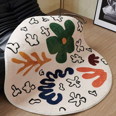 Tapis rond imitation cachemire Tapis rond de salon imitation cachemire impression tapis rond pour deco tapis Motif fleuri (1/5)