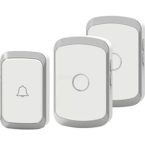 Sonnette sans fil, sonnette LED intelligente domestique, 1 sonnette et 1 bouton dans un rayon de 300 mètres,blanc (1/5)