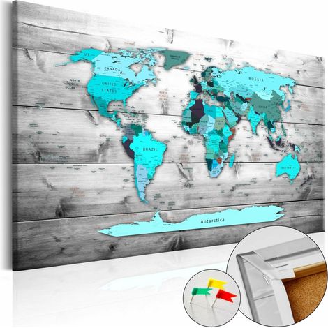 Tableau en liège continents bleus - 90 x 60 cm (1/5)