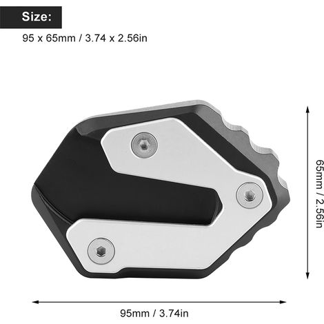 Modification moto 2014-2020 Yamaha MT09 TRACER : Ajout d’une plaque d’extension de support latéral en alliage d’aluminium/tapis antidérapant agrandi pour béquille latérale. (1/5)