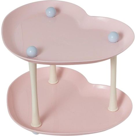 Scaffale angolare a doppio strato da appoggio, scaffale da appoggio per bagno in acrilico, rosa, adatto per prodotti per la cura della pelle e cosmetici (1/4)