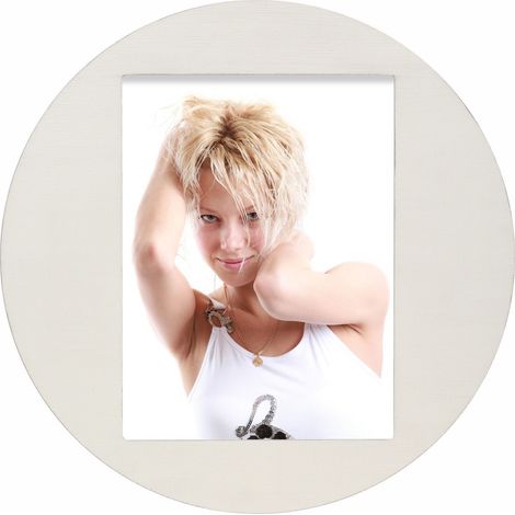 Cadre Photo Rond pour 1 Photo Bois Blanc Diamètre 55 cm 30 x 40 cm