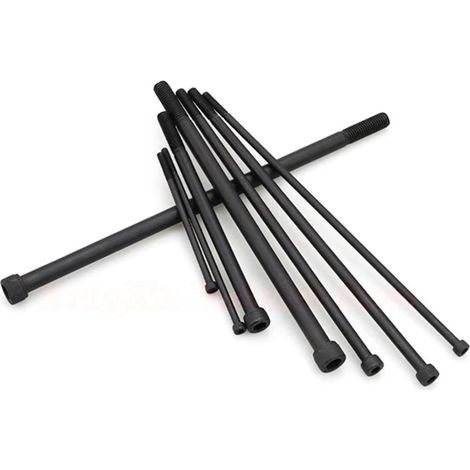 Vis à tête cylindrique creuse noire ultra-longue M12 M14, 100–450 mm, demi-filetage, classe 12.9,