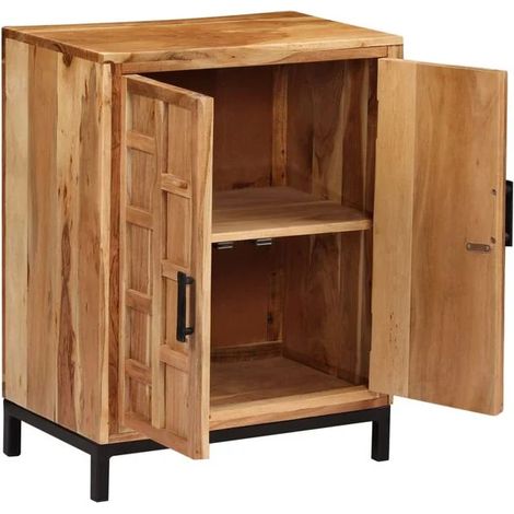 Buffet de Cuisine en Bois d'Acacia Massif, Meuble de Rangement 60x35x76 cm, Couleur Marron, Design Moderne pour Salle à Manger et Salon (1/5)
