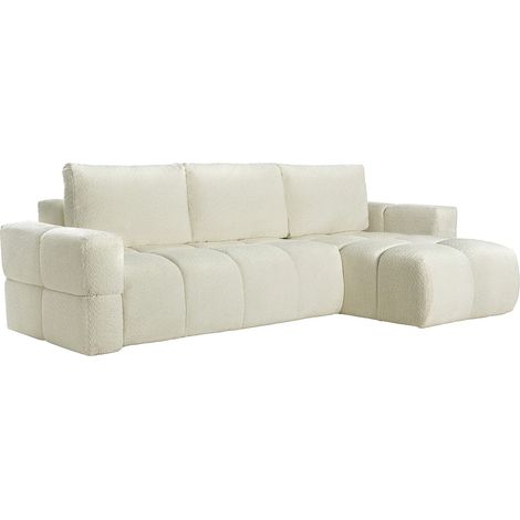 Divano letto angolare reversibile in Tessuto bouclette Beige - ISSORO (1/5)