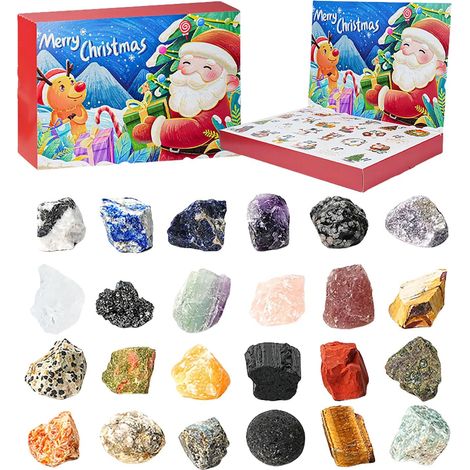 Adventskalender mit Kristallen, Steinen und Mineralien, 24-Tage-Countdown, Geburtstagsgeschenk für Freunde (C) (1/4)