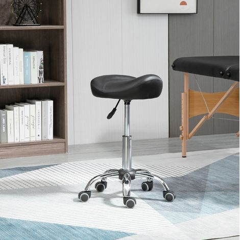 Taburete de trabajo giratorio ajustable negro OKMYHOME