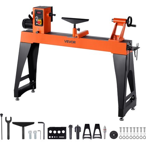 VEVOR Tornio per Legno, 1,5 CV, Tornio da Banco per Legno con Velocita Variabile da 0 a 3200 giri/min, Banco da Lavoro da 406 x 1020 mm, Motore DC Senza Spazzole, Costruzione in Ghisa