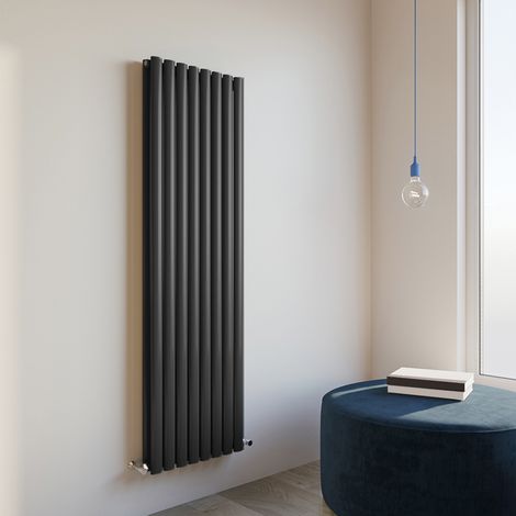 Acezanble 1600x472mm Double Black Vertical Oval Column Central Heating Designer Radiator (1/5)
