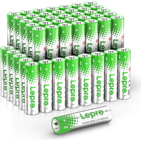Piles Alcalines AA - Lot de 48-1,5V LR6 - Haute Capacité 2800mAh (1/5)