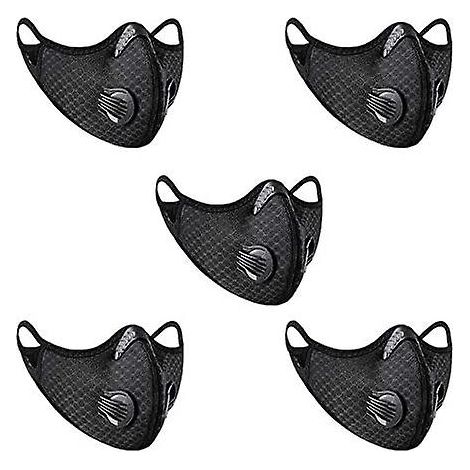 Masque anti-poussière pour le sport, réutilisable, respirant, pour les activités de plein air (lot de 5, noir)