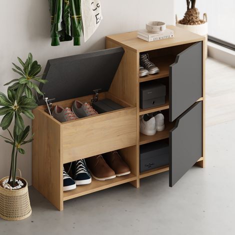 Haven Shoe Bench Meuble à chaussures  100 % MÉLAMINE 
