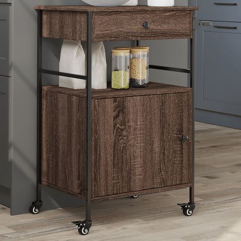 vidaXL Carrello Cucina Rovere Marrone 56x43x89,5 cm Legno