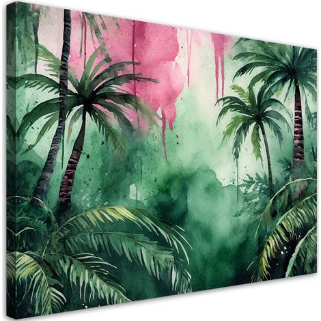 Tableau déco Jungle Aquarelle Palmiers 90x60 (1/5)